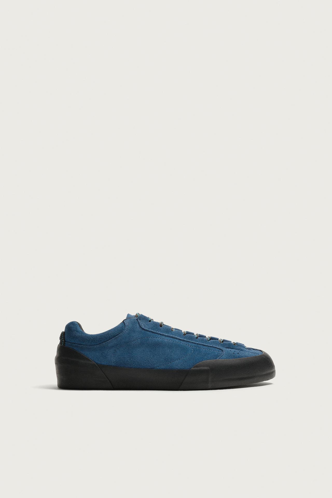 LEATHER SNEAKERS — Blue