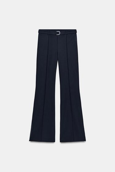 CREPE TROUSERS WITH BELT - Navy blue by Zara - Image 5