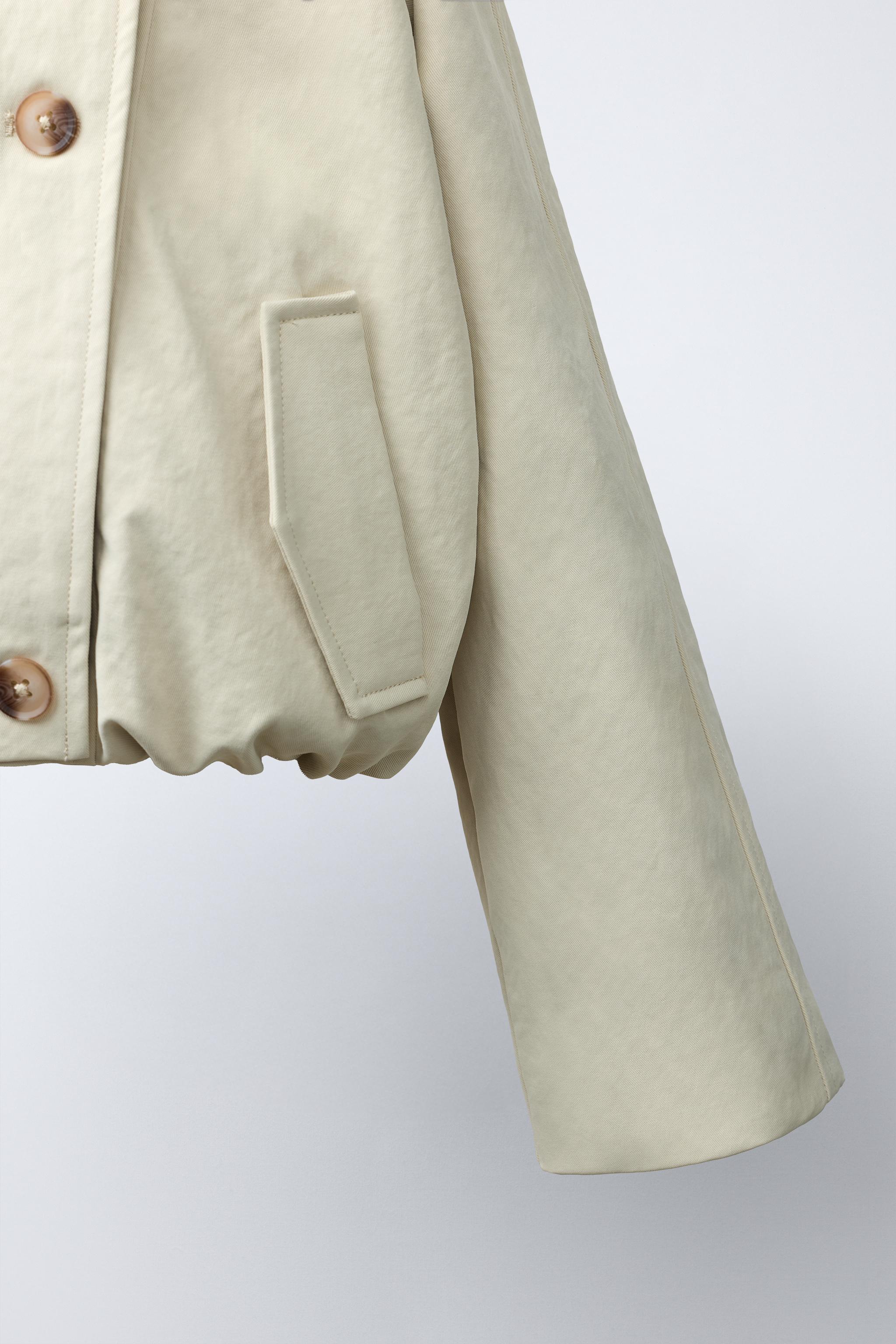 Детские куртки Zara CROPPED ELASTIC HEM TRENCH COAT — фото 7