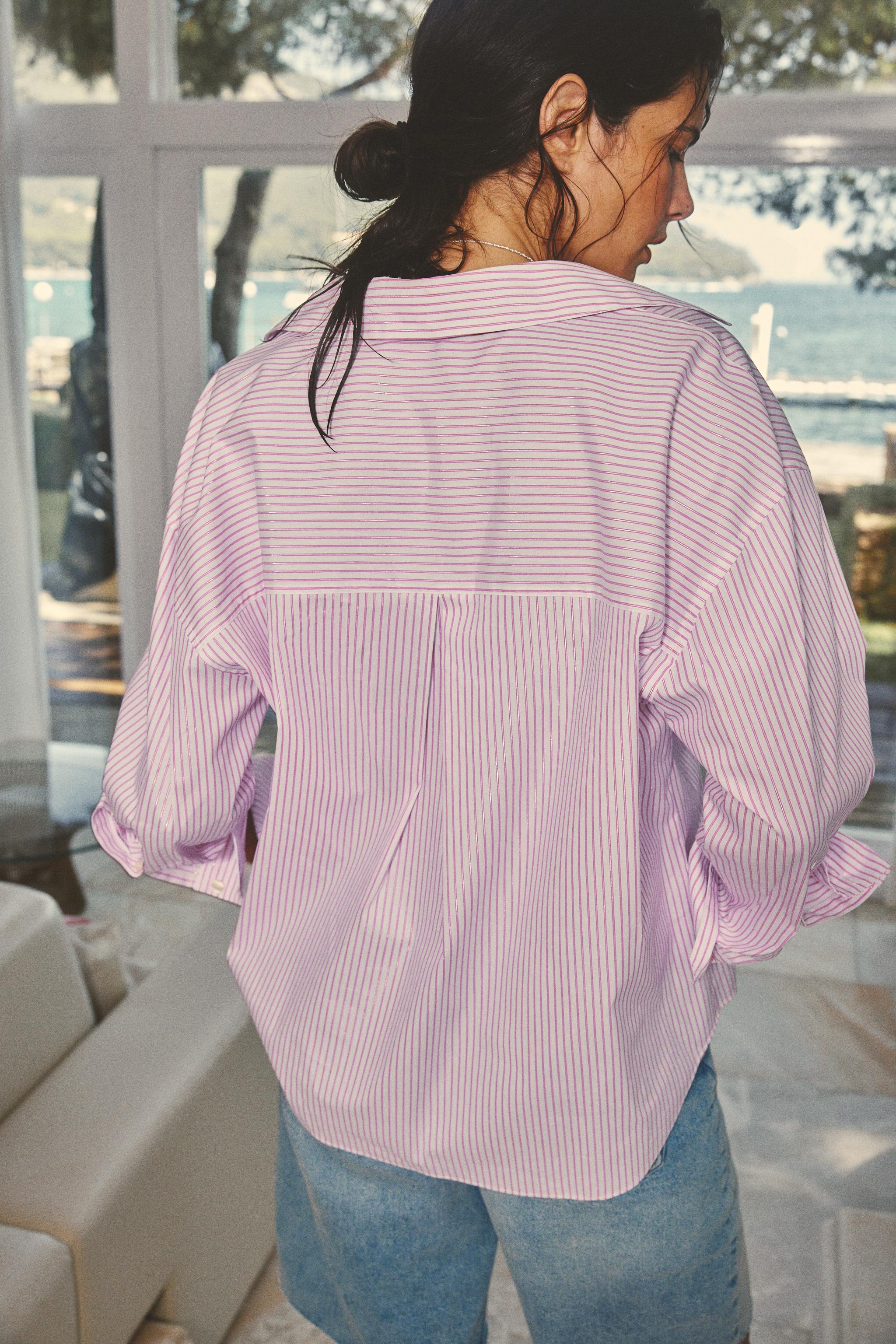 METALLIC THREAD STRIPED POPLIN SHIRT - 975 | ZARA United States
