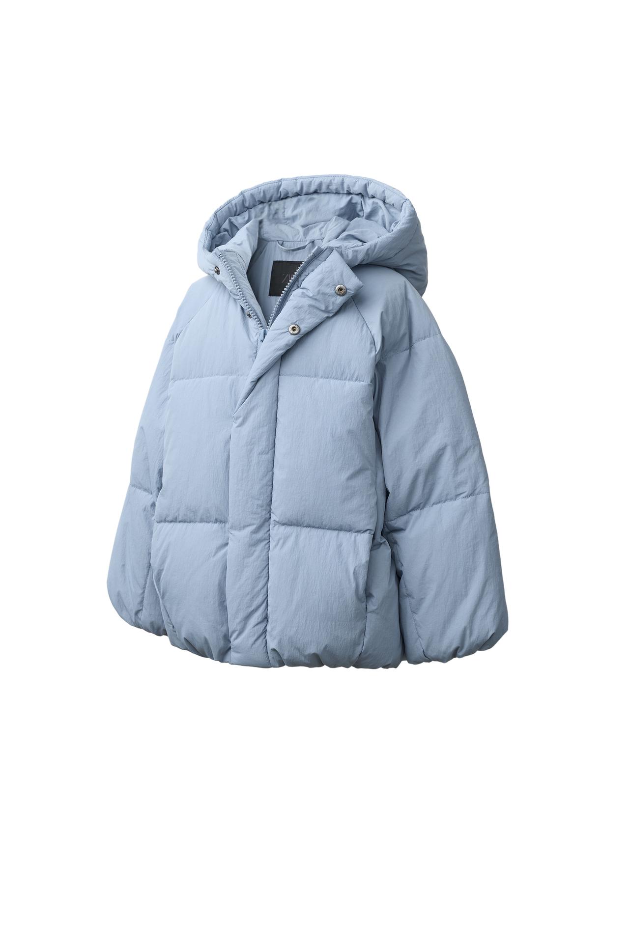 50% FEATHER AND 50% DOWN WATER-REPELLENT PUFFER JACKET — Light blue