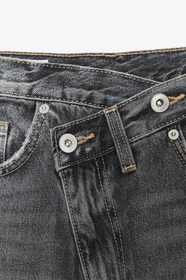 JEAN TRF WIDE LEG TAILLE HAUTE CROISÉE - Gris anthracite de Zara - Image 10