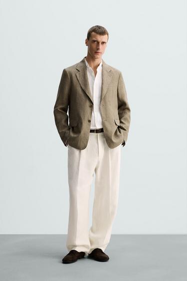 BLAZER TRAJE 100% LINO LIMITED EDITION - Tostado de Zara - Imagen 0