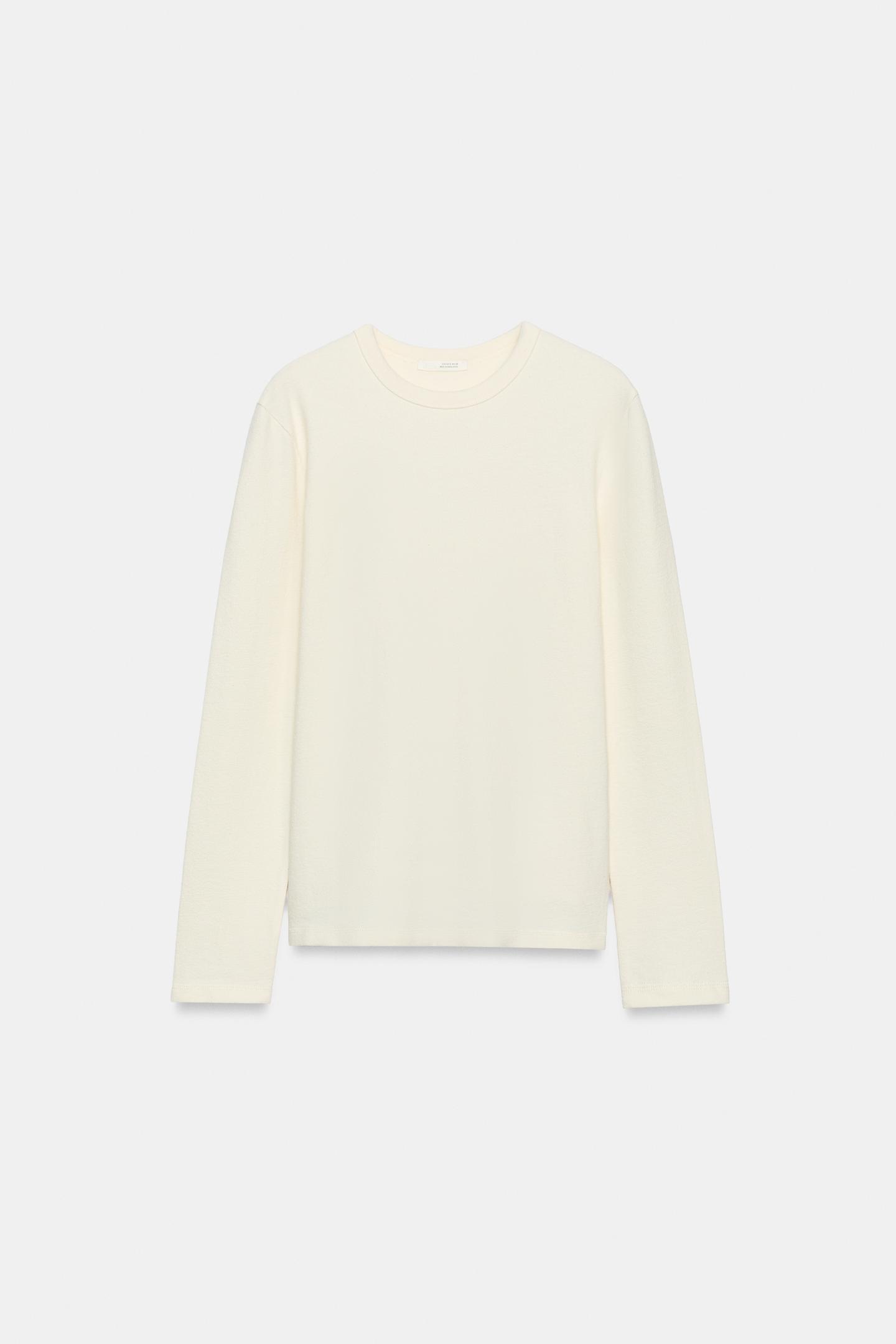 Женская футболка Zara Crew Neck, цвет: Экрю — фото 6
