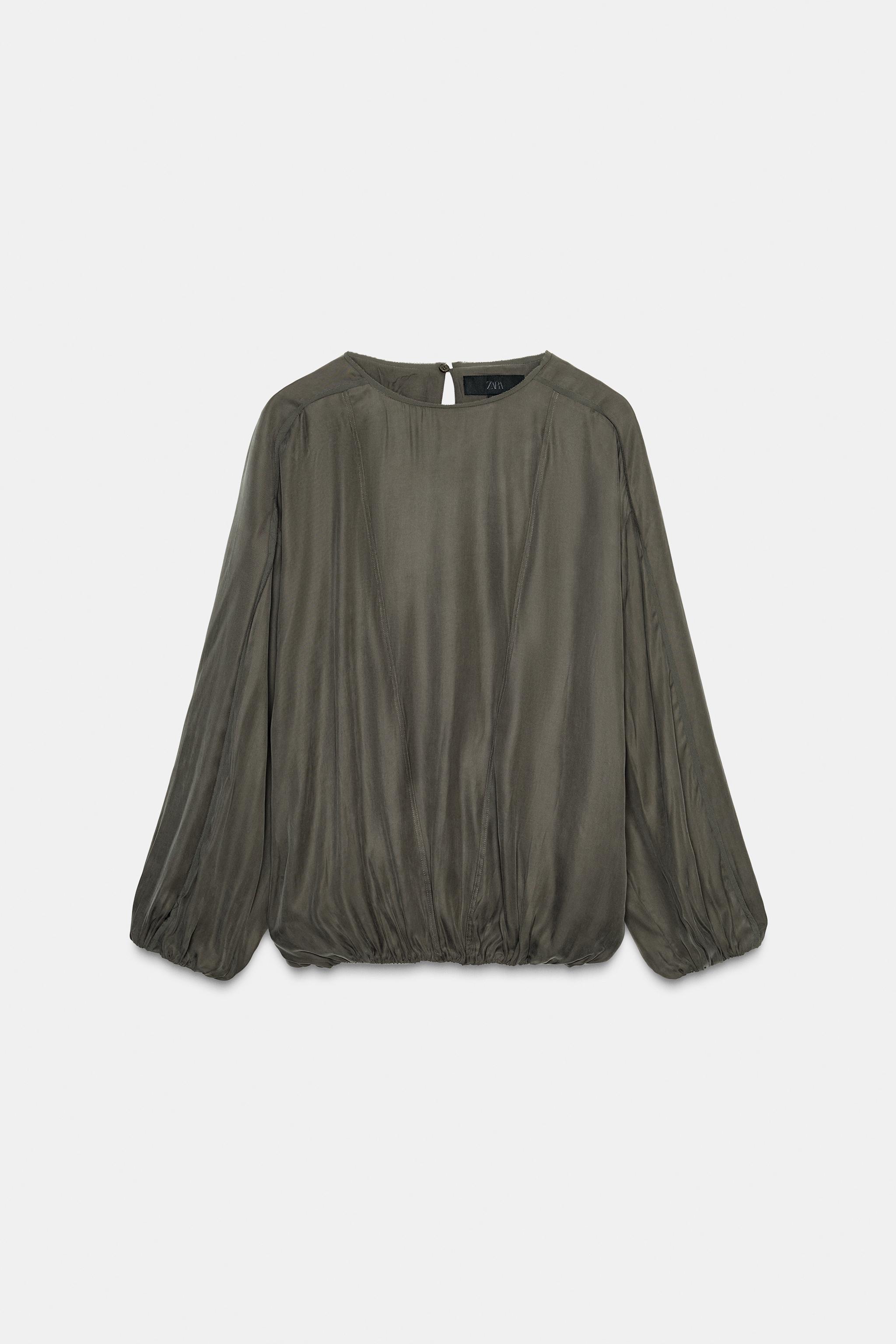 ふわり ZW COLLECTION FLOWY TOP - Gray | ZARA Canada