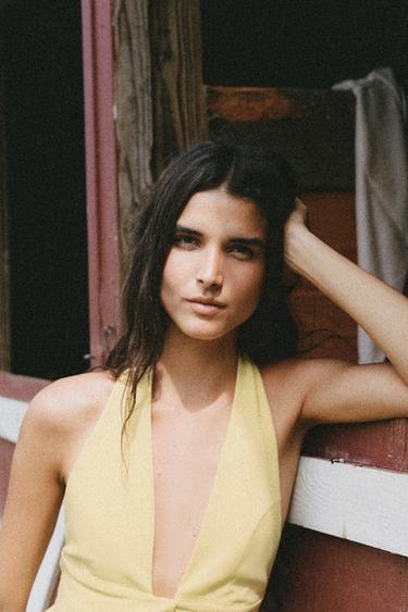 HALTER STRETCH TOP - Light yellow by Zara - Image 0