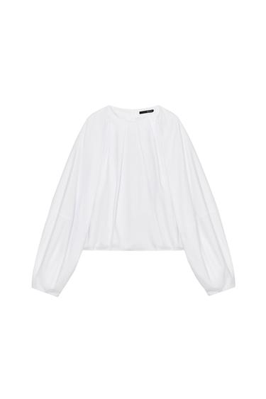 POPLIN BALLOON SHIRT - white by Zara