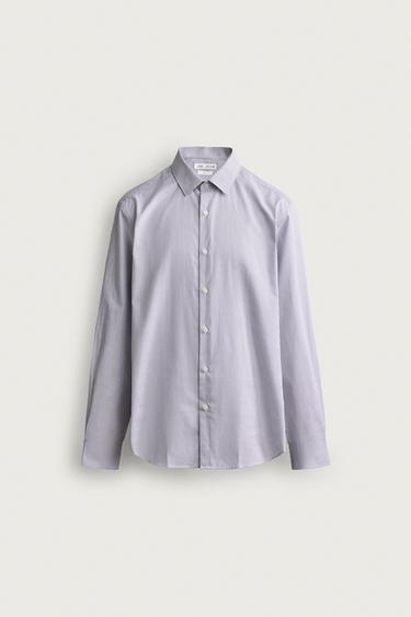 CAMISA SLIM FIT LISTRADA - Bege da Zara - Imagem 0