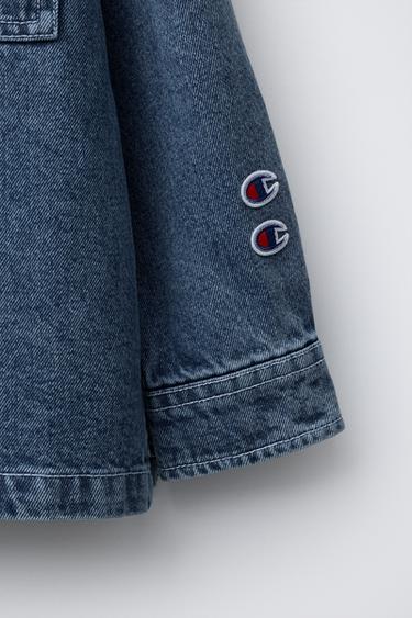 SURCHEMISE EN DENIM INSCRIPTION BRODÉE CHAMPION ® X ZARA - Bleu de Zara - Image 3
