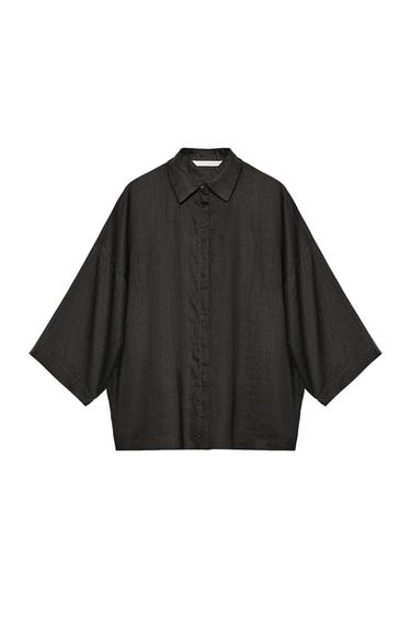ZW COLLECTION OVERSIZE RAMIE SHIRT - Brown by Zara