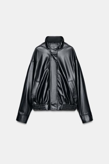 CAZADORA EFECTO PIEL - Negro de Zara