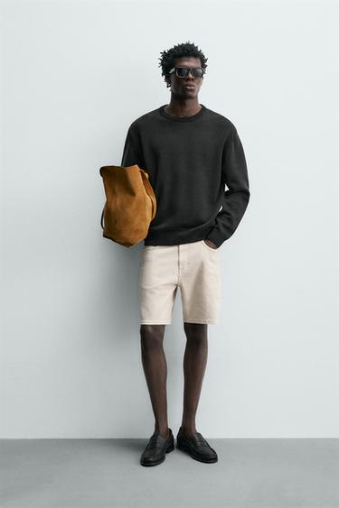 PANTALLONA TË SHKURTRA DENIM REGULAR FIT - Ngjyrë natyrale nga Zara - Imazh 0