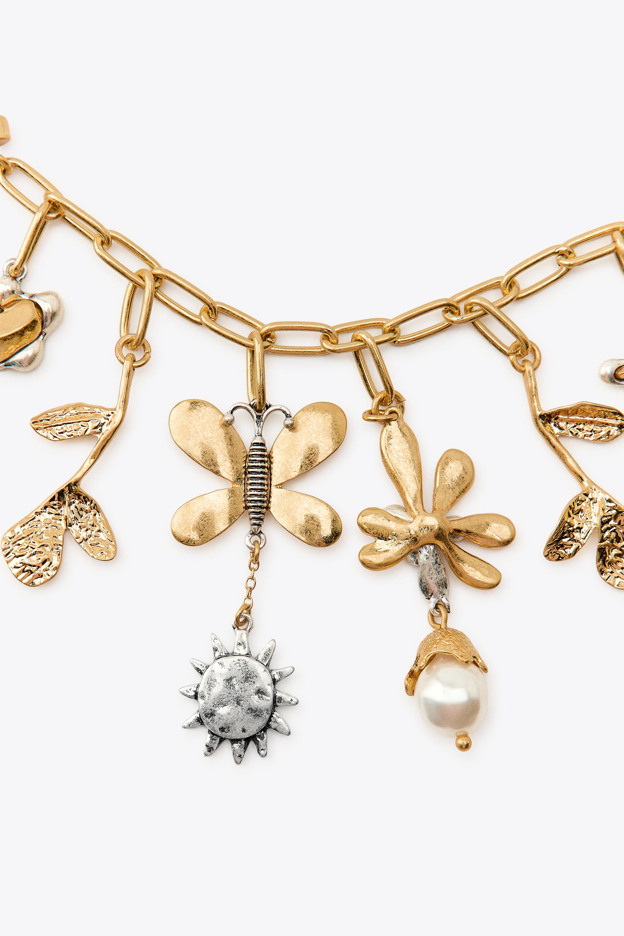 BUTTERFLY CHARM COMBINATION NECKLACE - Gold / Silver | ZARA