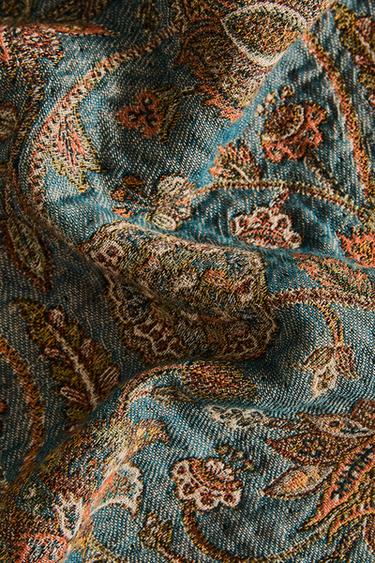 FLORAL JACQUARD THROW - Blue by Zara