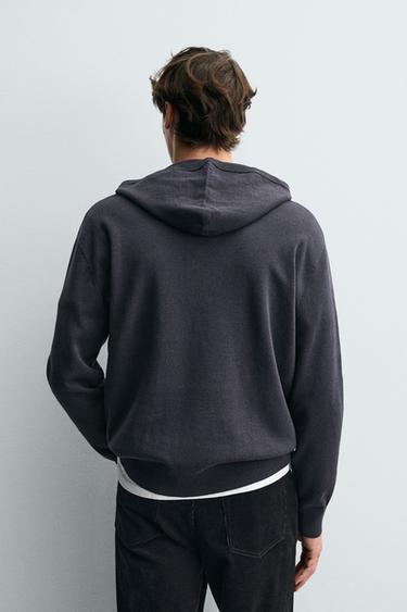 COTTON - WOOL HOODIE SWEATER - Anthracite grey by Zara - Image 2