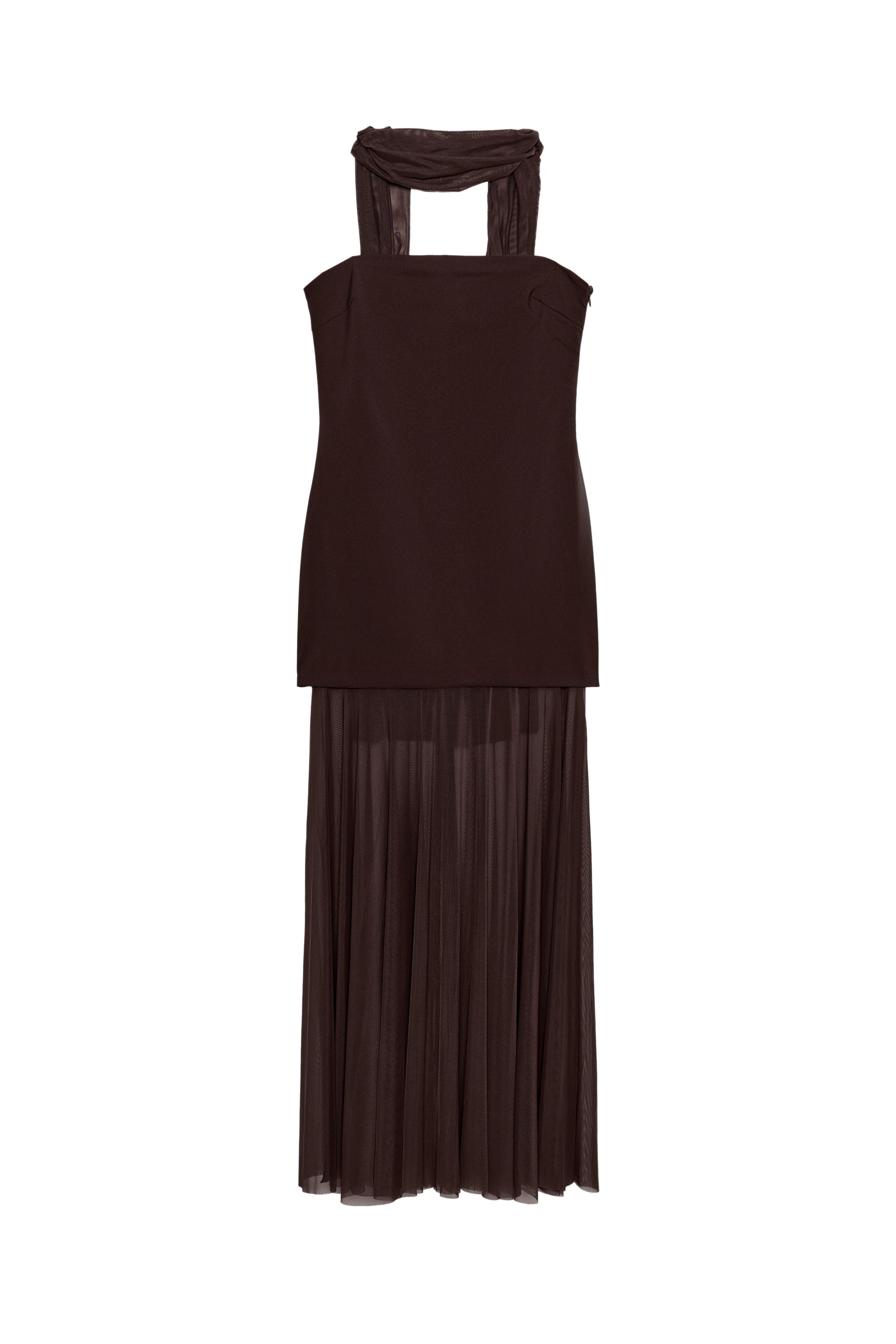 MIDI DRESS WITH SCARF DETAIL - Brown | ZARA South Africa