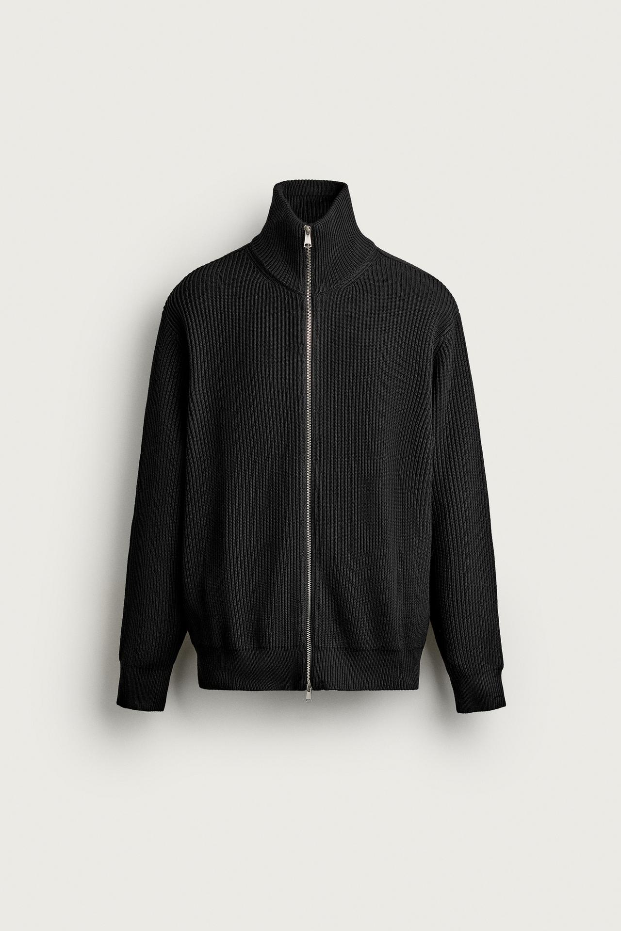 COMPACT ZIP CARDIGAN — Black