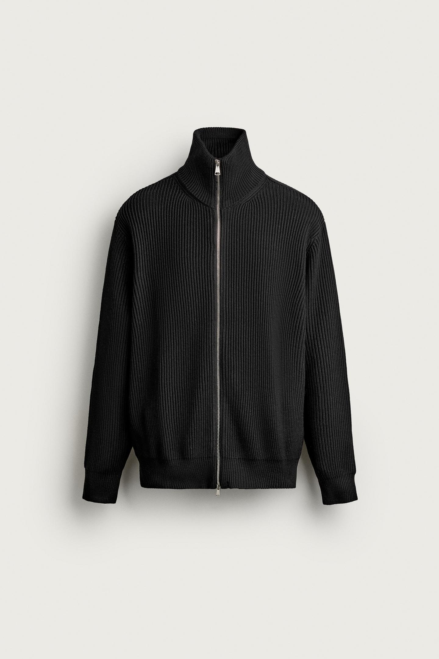 Мужской кардиган Zara Compact Zip, цвет: Чёрный — фото 7