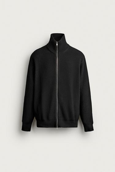 COMPACT ZIP CARDIGAN — Black 1