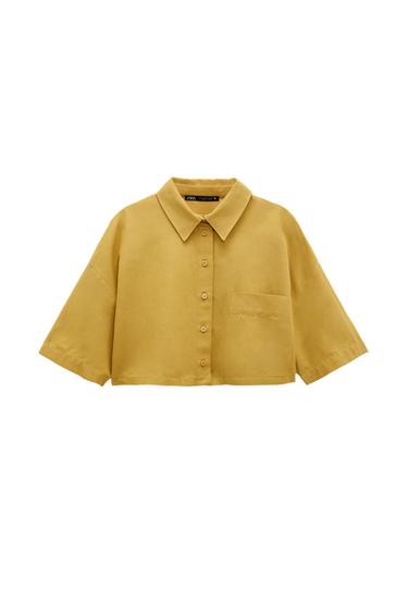 LINEN BLEND CROP TOP