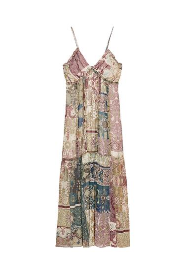 PATCHWORK PRINTED MIDI DRESS