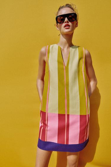 SHORT STRIPED DRESS - Multicoloured by Zara