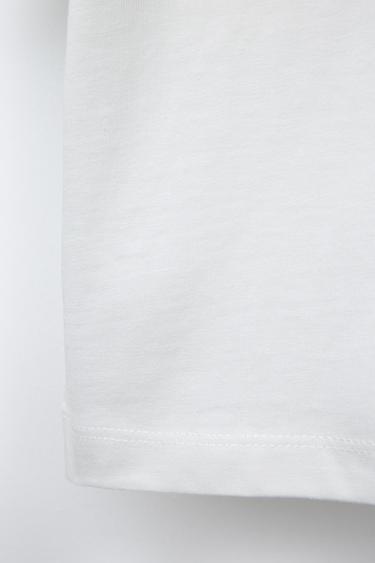RAISED SLOGAN PRINT T-SHIRT - White / Green by Zara - Image 3