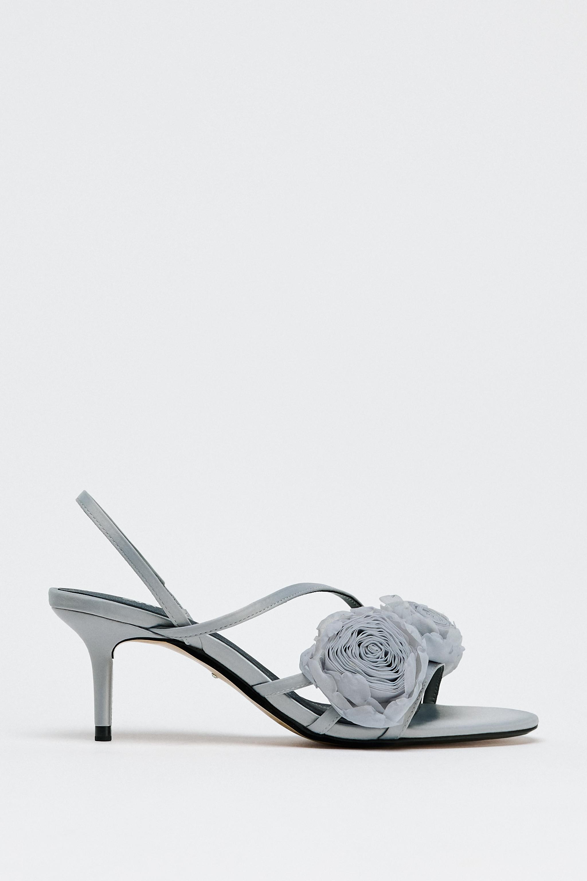 FLORAL HIGH HEELED SANDALS - Blue | ZARA United States