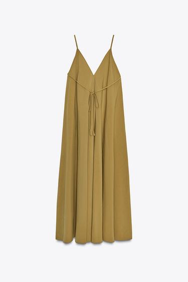 ROBE MIDI À BRETELLES  ZW COLLECTION - Vert olive de Zara - Image 6