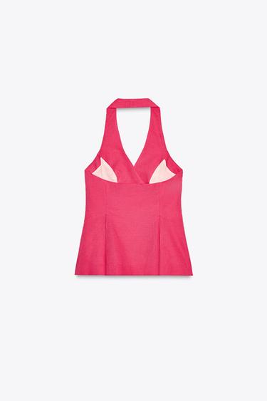 GILET CROISÉ EN LIN - Fraise de Zara - Image 7