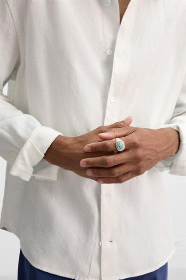 TURQUOISE STONE COMBINATION RING - Silver by Zara - Image 1