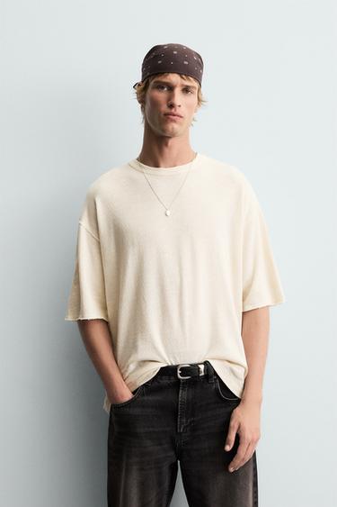 WASHED PRINTED KNIT T-SHIRT - Ecru by Zara