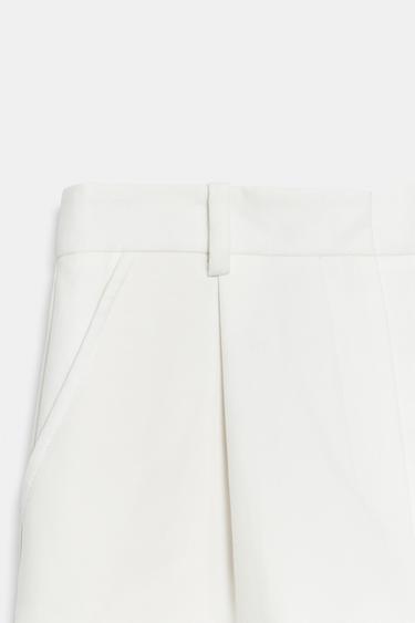 HIGH-WAIST DARTED BERMUDA SHORTS - White by Zara - Image 7