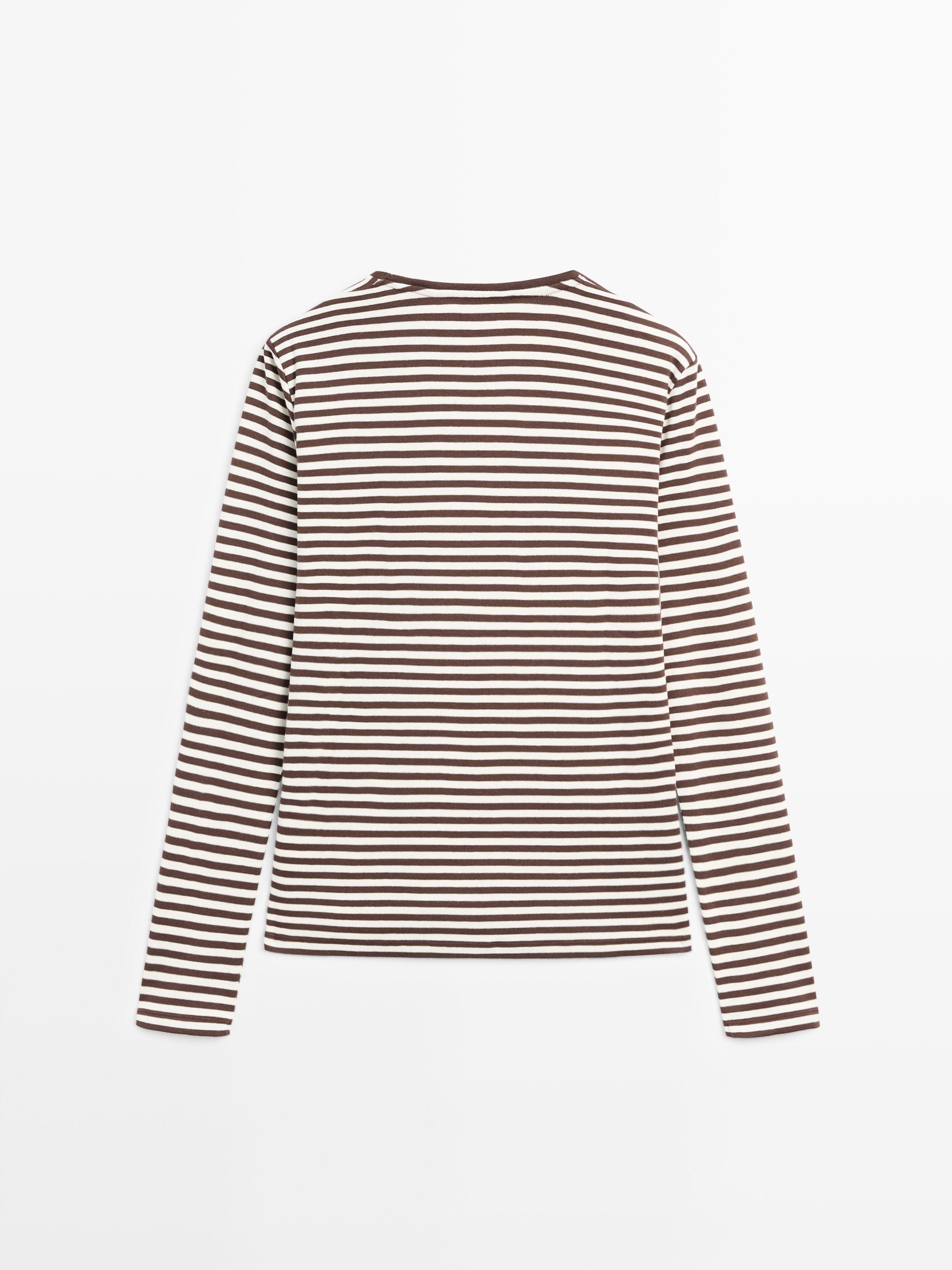 Striped long sleeve T-shirt with contrast detail