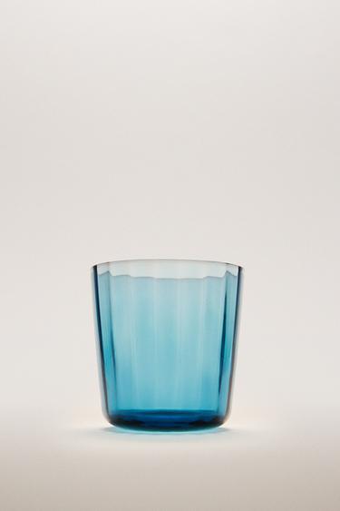 GLASS TUMBLER WITH LINE DESIGN - Blue by Zara - Image 4