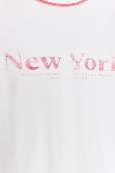 T-SHIRT FLAMÉ À MANCHES RAGLAN - Blanc de Zara - Image 6