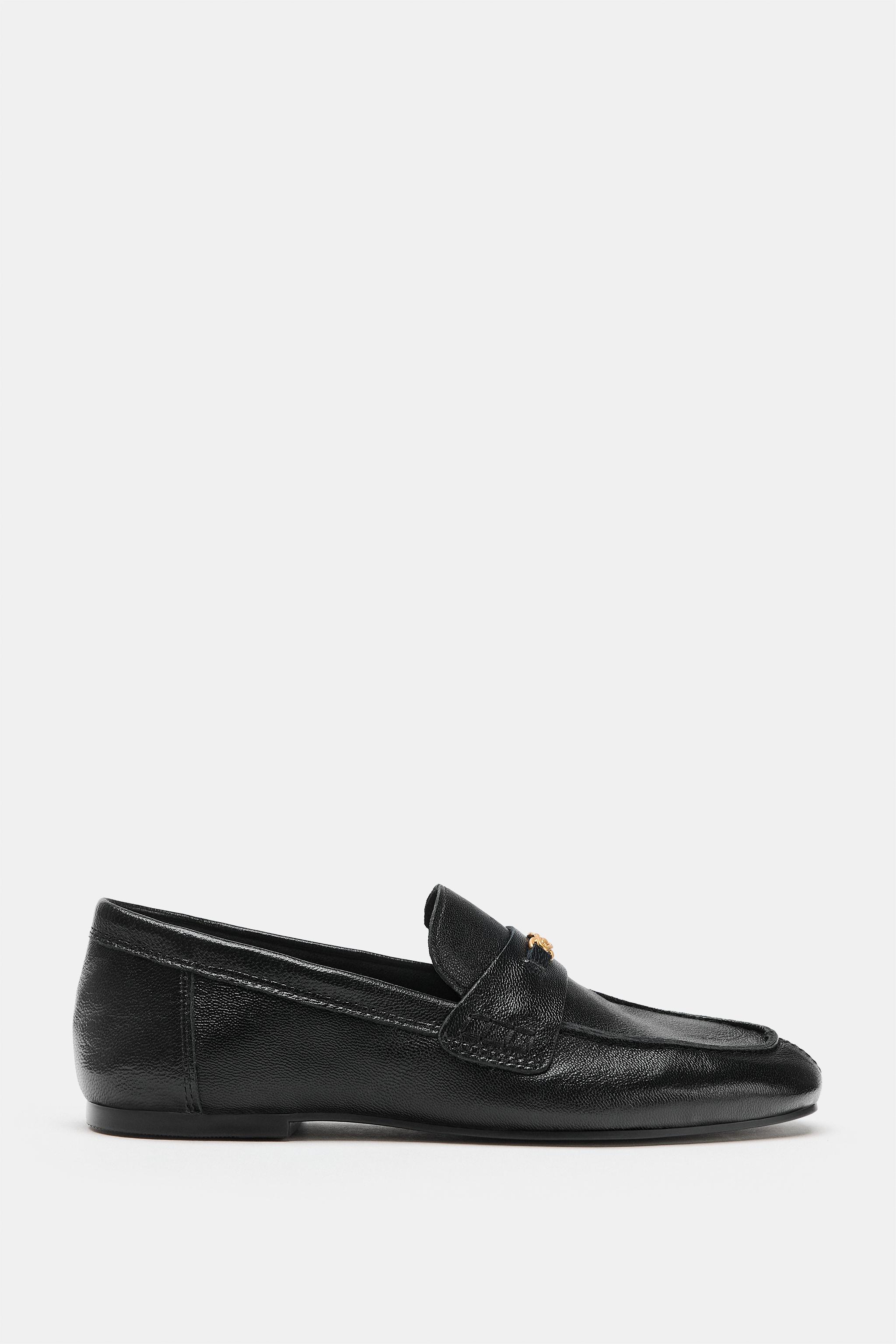 LEATHER LOAFERS WITH METAL HARDWARE