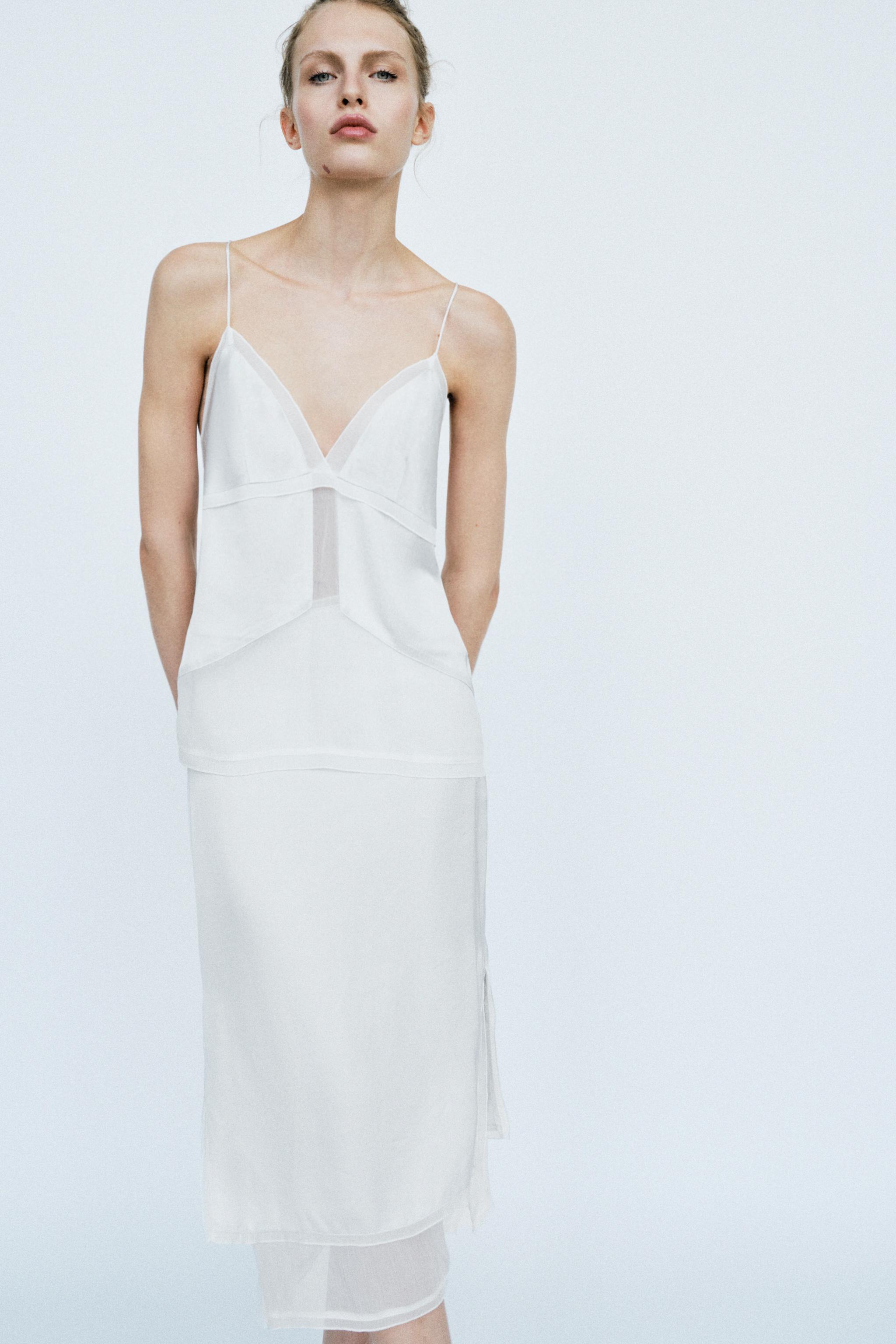 COMBINED SATIN MIDI SKIRT
