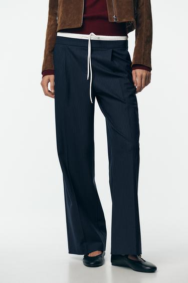 PANTALON LARGE TAILLE DOUBLE - Rayures de Zara - Image 2