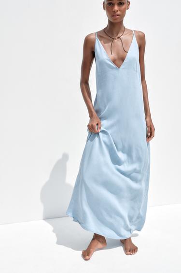 Zara FLOWY MIDI DRESS - Light blue - Image 0