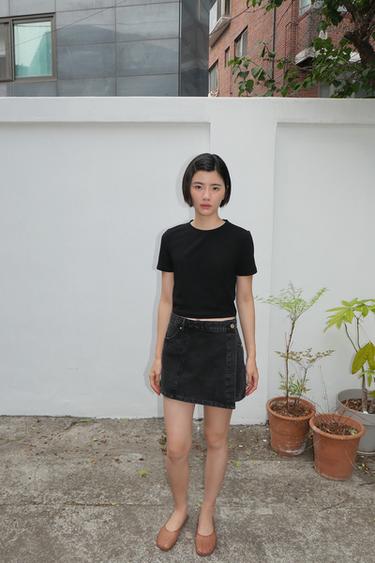 FALDA PANTALÓN Z1975 CRUZADA DENIM - Negro de Zara