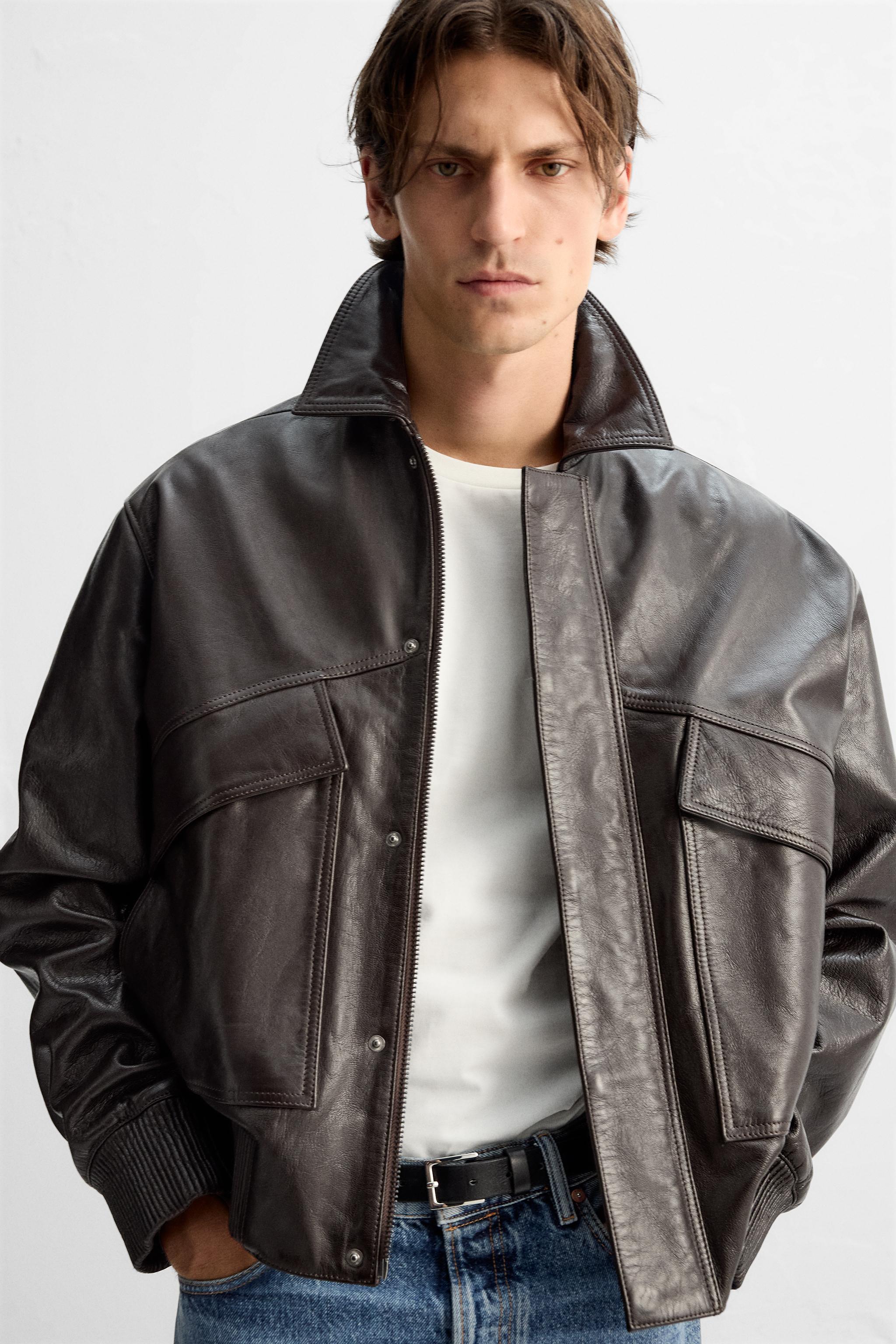 SHIMMER EFFECT LEATHER JACKET - Brown | ZARA United States