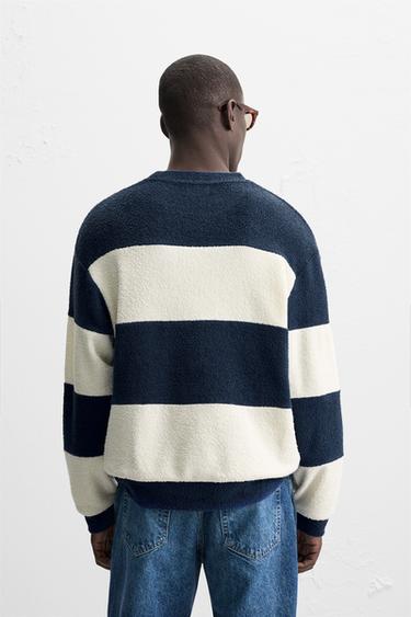 TOWELLING STRIPE SWEATSHIRT - Ecru / Navy by Zara - Image 3