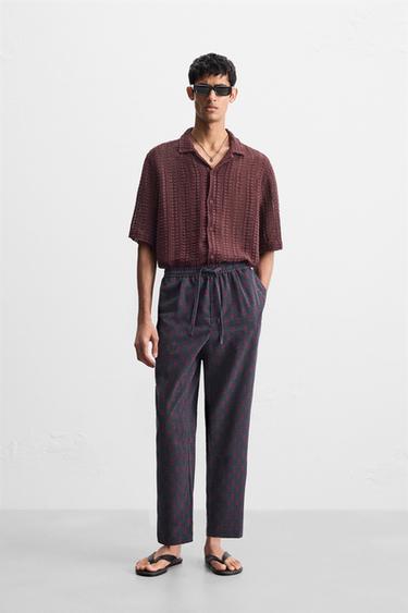 GEOMETRIC PRINT TROUSERS - Navy blue by Zara - Image 0