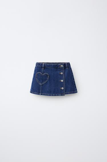 HEART POCKET DENIM SKIRT - Blue by Zara
