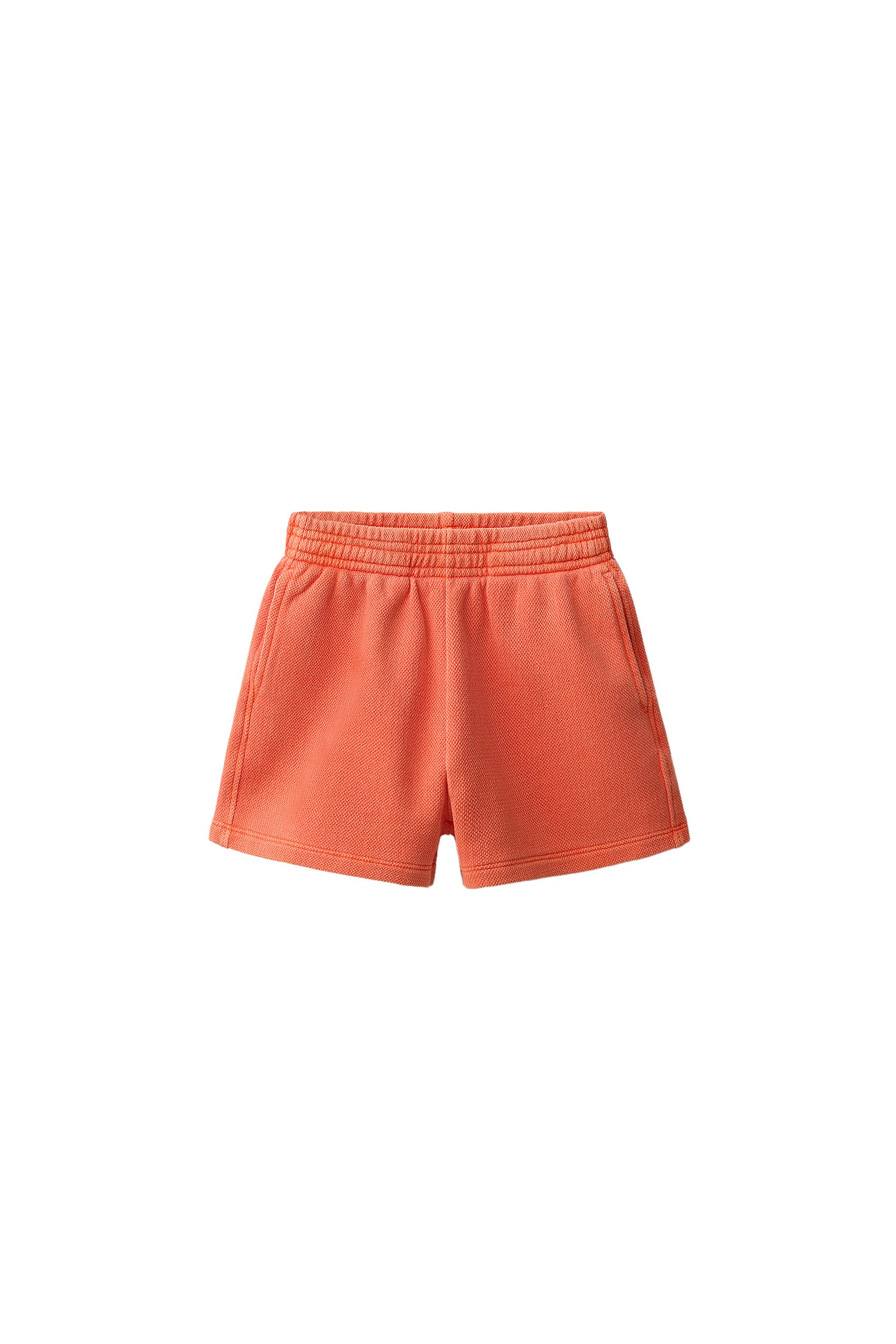 PLAIN PIQUÉ SHORTS — Orange