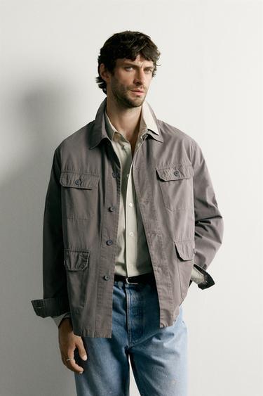 LIGHTWEIGHT POCKET OVERSHIRT - Grey marl by Zara