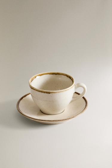 TASSE À THÉ PORCELAINE BORD EFFET ANTIQUE - Écru clair de Zara - Image 1