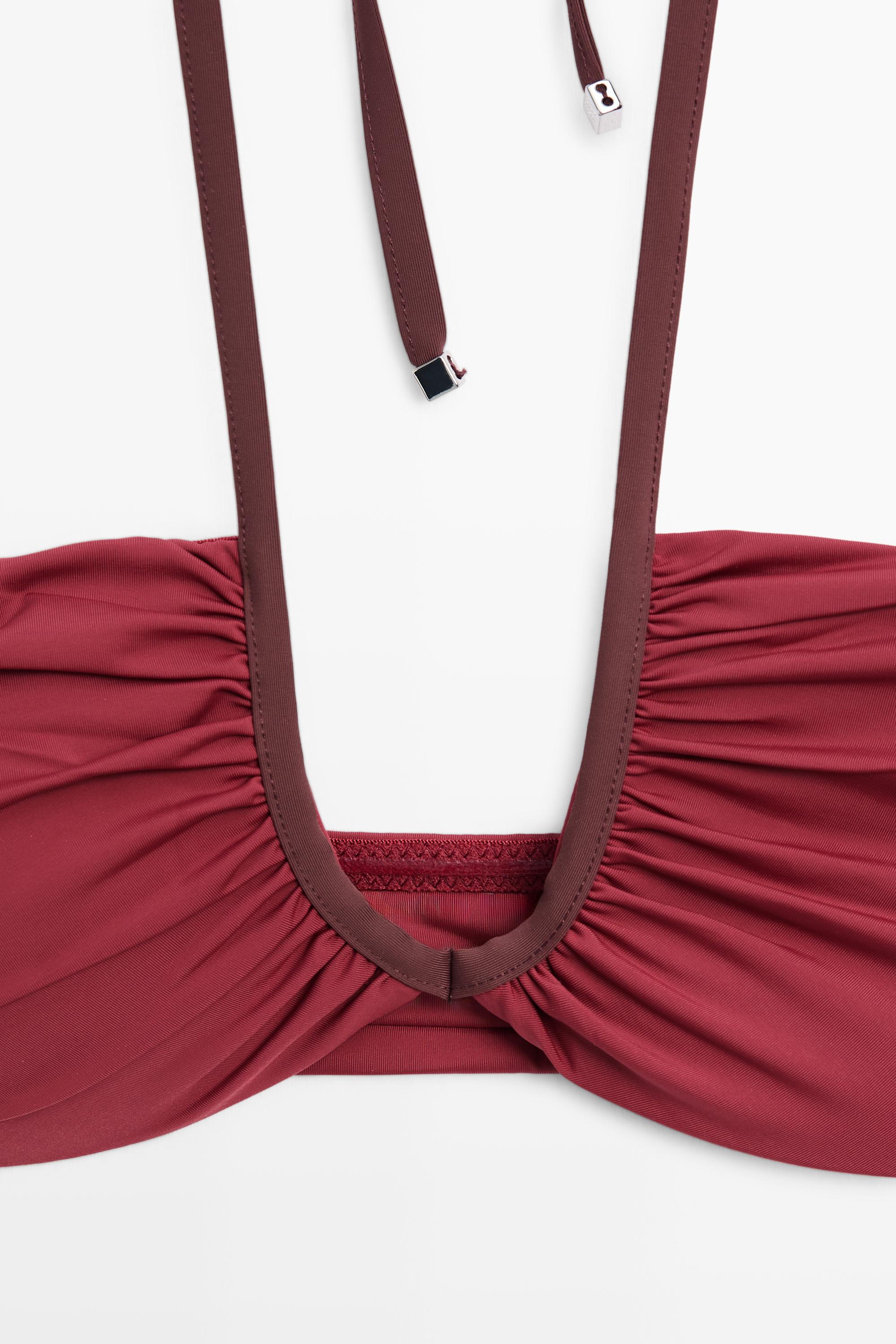 Bikini top with contrast gathered detail