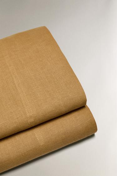 DRAP DE DESSUS LIN DÉLAVÉ (140 GxM²) - Moutarde de Zara - Image 3